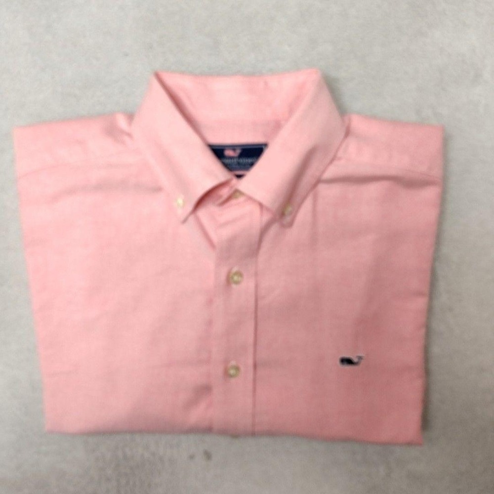 Vineyard Vines Shirt Mens M Pink Oxford OCBD Classic Fit Whale Button Down Work